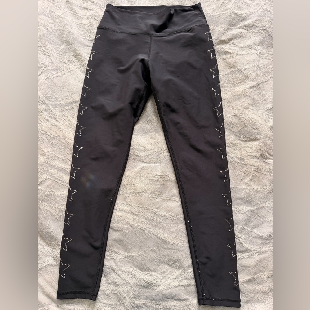 Aqua Black Star Studded Leggings